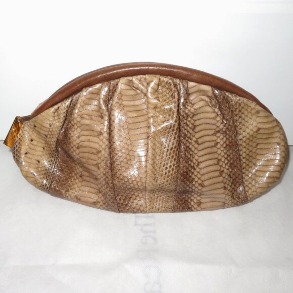 Furla Python Embossed And Smooth Leather Oversize… - image 2